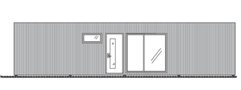 Elevación de una casa modular vista posterior